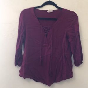 Burgundy Tasseled Blouse